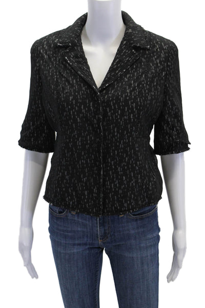 Elie Tahari Womens Wool Blend Textured Short Sleeve Lined Jacket Black Size M