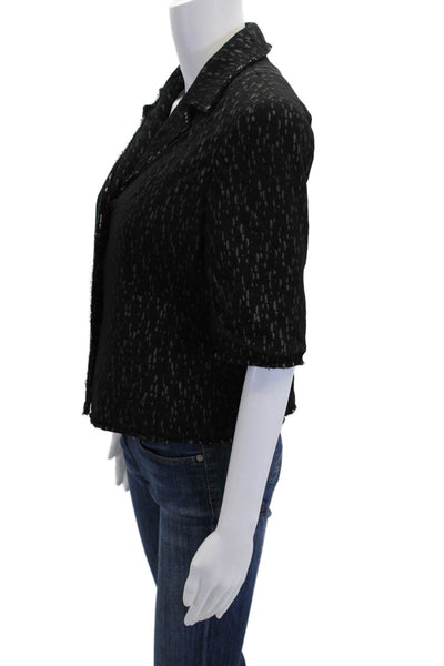 Elie Tahari Womens Wool Blend Textured Short Sleeve Lined Jacket Black Size M