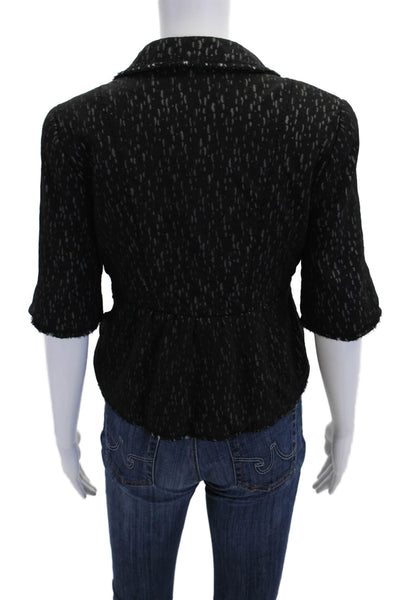Elie Tahari Womens Wool Blend Textured Short Sleeve Lined Jacket Black Size M
