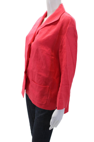 Lafayette 148 New York Womens Linen Long Sleeve Button Top Pink Size S