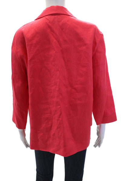 Lafayette 148 New York Womens Linen Long Sleeve Button Top Pink Size S