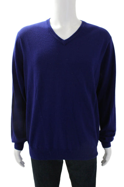 J Crew Mens Merino Wool V-neck Long Sleeve Sweater Top Ultramarine Blue Size XL