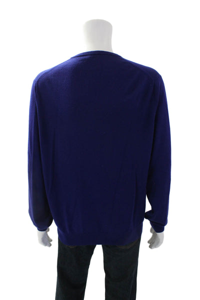 J Crew Mens Merino Wool V-neck Long Sleeve Sweater Top Ultramarine Blue Size XL