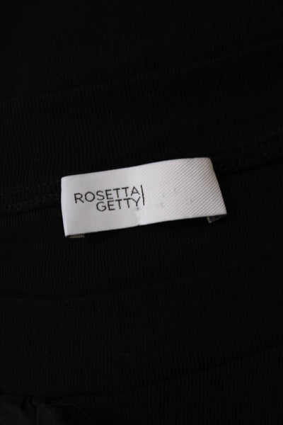 Rosetta Getty Womens Ruffled Detail Short Sleeves Shirt Black Cotton Size Large