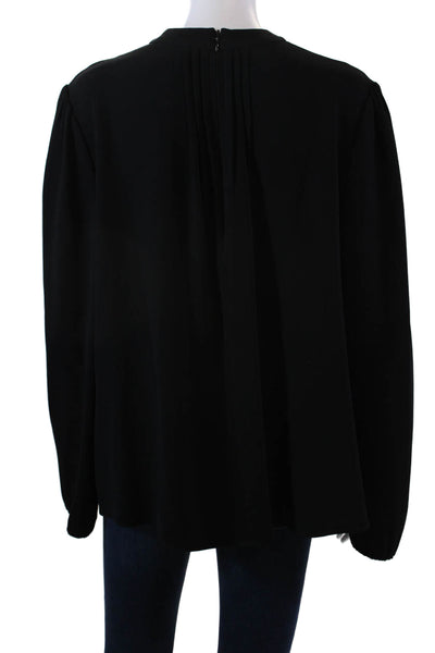Co. Womens Pleated Shoulders Long Sleeves Key Hole Neck Blouse Black Size Large
