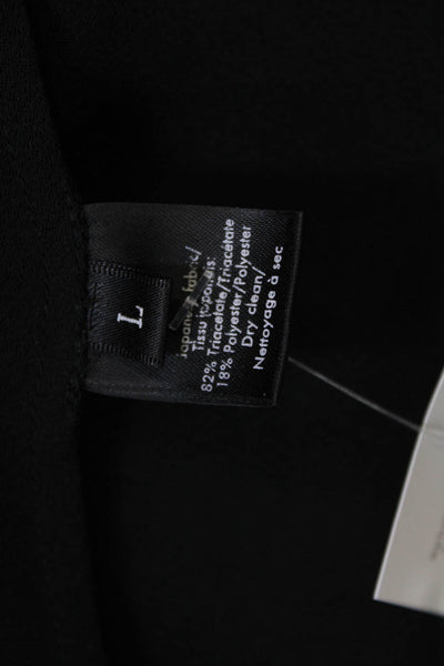 Co. Womens Pleated Shoulders Long Sleeves Key Hole Neck Blouse Black Size Large