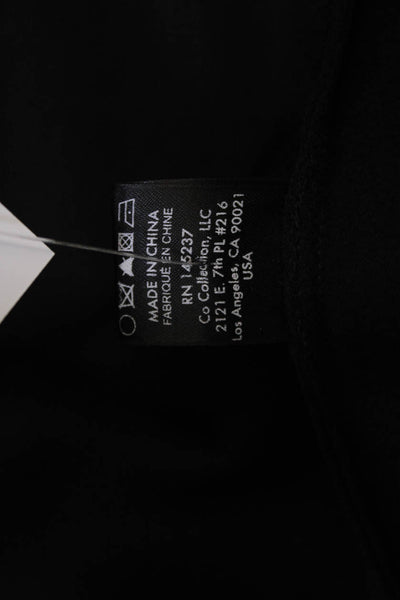 Co. Womens Pleated Shoulders Long Sleeves Key Hole Neck Blouse Black Size Large