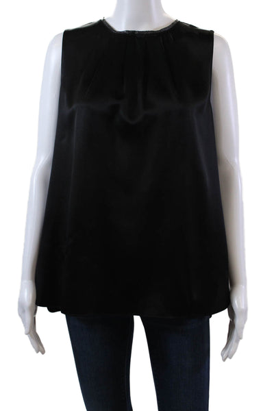 Elie Tahari Womens Silk Pleated Front Sleeveleess Tank Top Black Size Small