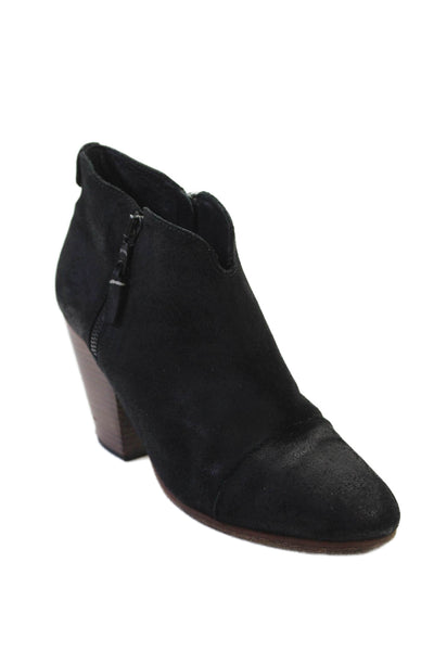 Rag & Bone Womens Suede Zippered Ankle High Heeled Booties Black Size 8.5