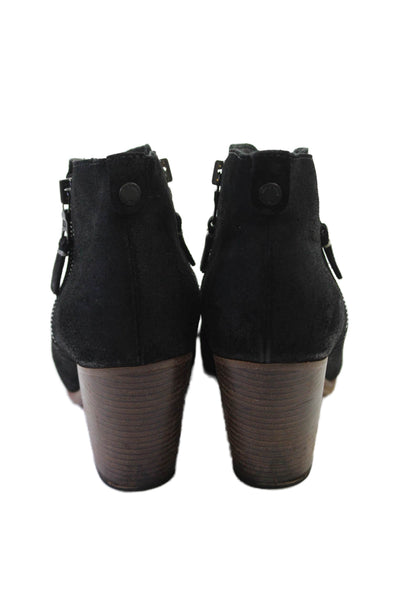Rag & Bone Womens Suede Zippered Ankle High Heeled Booties Black Size 8.5