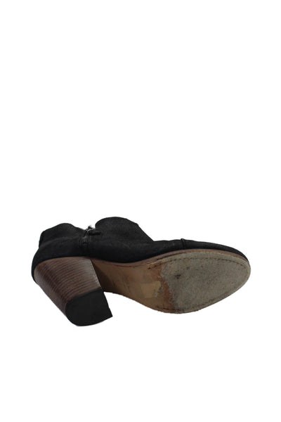 Rag & Bone Womens Suede Zippered Ankle High Heeled Booties Black Size 8.5