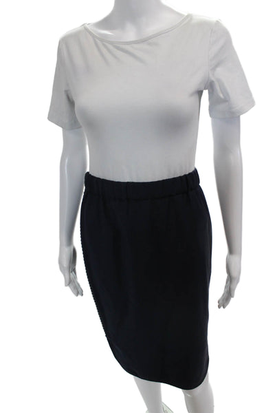 Brunello Cucinelli Womens Wool Beaded Detail Pencil Skirt Navy Size 40