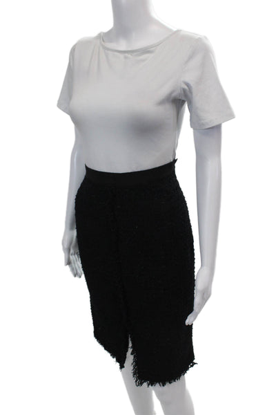 Giambattista Valli Womens Textured Side Zip Lined Pencil Skirt Black Size M