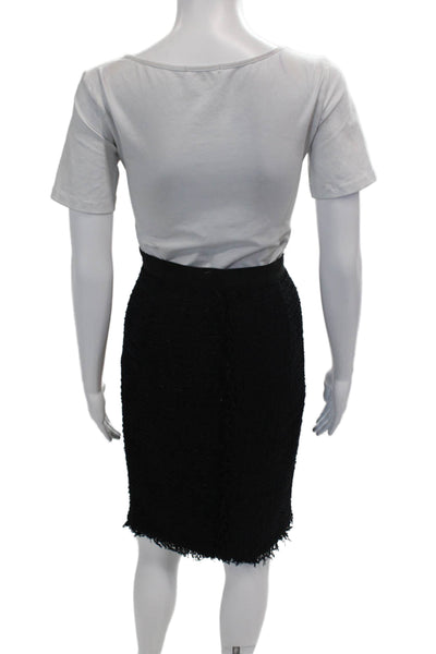 Giambattista Valli Womens Textured Side Zip Lined Pencil Skirt Black Size M