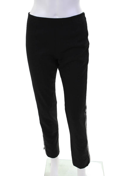Wes Gordon Womens Snakeskin Print Sides Slim Leg Dress Pants Black Wool Size 8