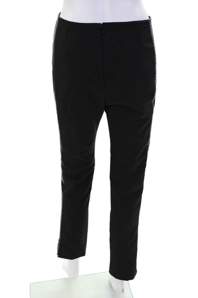 Wes Gordon Womens Snakeskin Print Sides Slim Leg Dress Pants Black Wool Size 8