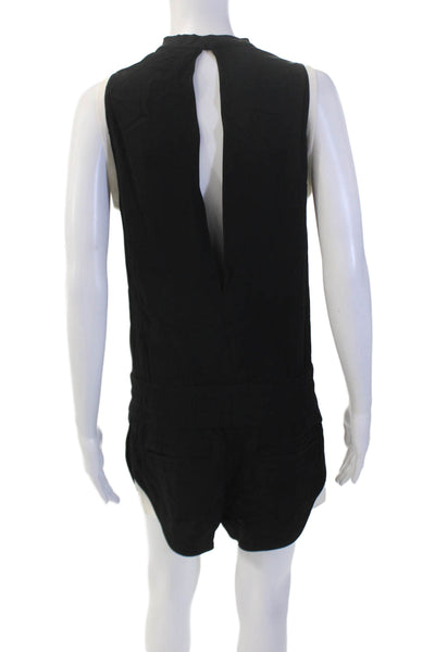 Helmut Lang Womens Crew Neck Open Back Short Sleeve Romper Black Size 0