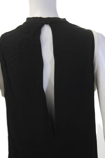 Helmut Lang Womens Crew Neck Open Back Short Sleeve Romper Black Size 0