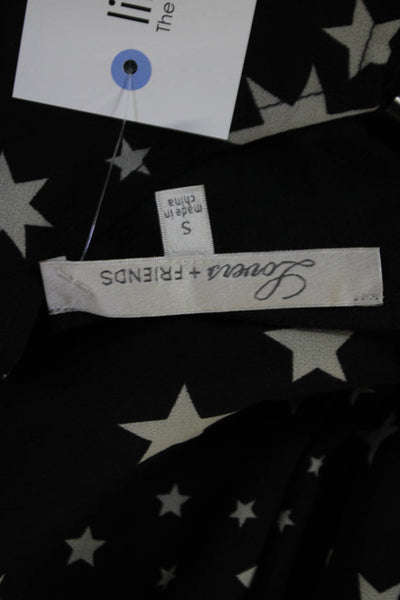 Lovers + Friends Womens Star Print V-neck Long Sleeve Shift Dress Black Size S