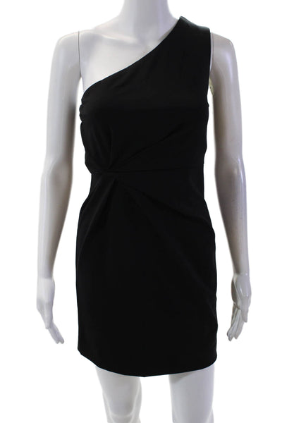 P.a.r.o.s.h. Womens One Shoulder Gathered Knit Mini Sheath Dress Black Size XS
