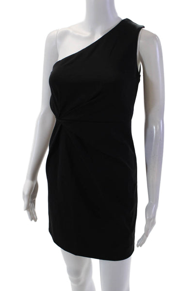 P.a.r.o.s.h. Womens One Shoulder Gathered Knit Mini Sheath Dress Black Size XS