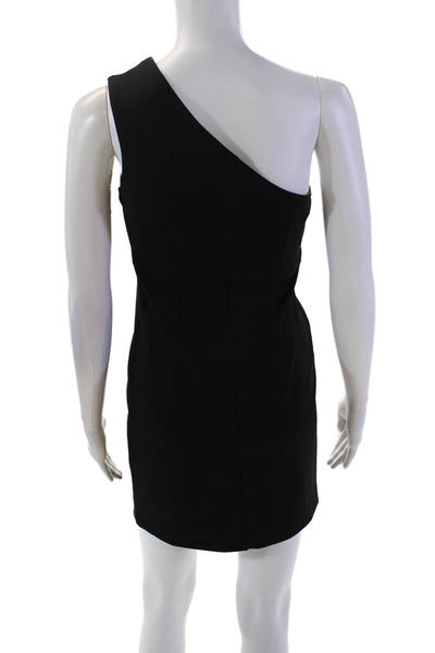 P.a.r.o.s.h. Womens One Shoulder Gathered Knit Mini Sheath Dress Black Size XS