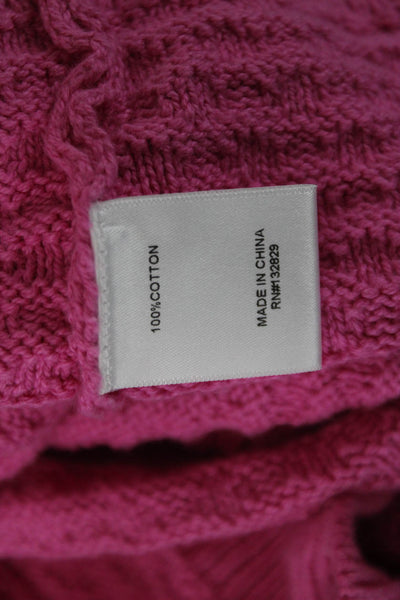Majorelle Womens Cotton Short Puff Sleeve Open Front Cardigan Pink Size M