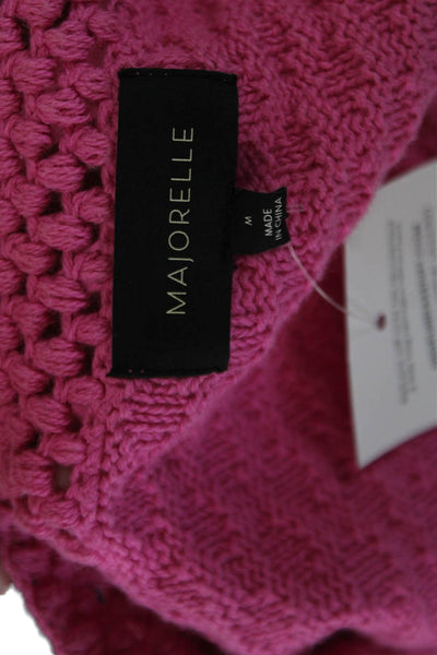 Majorelle Womens Cotton Short Puff Sleeve Open Front Cardigan Pink Size M