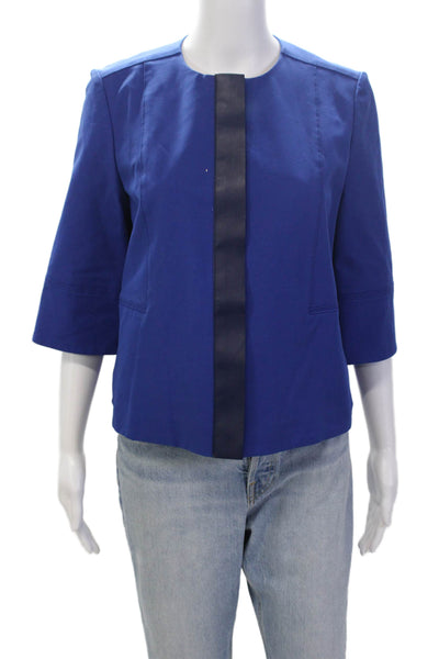 Lafayette 148 New York Womens Shorts Sleeves Full Zip Unlined Jacket Blue Size S