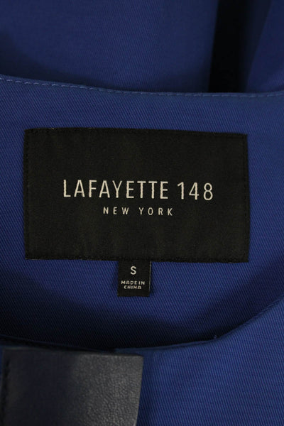 Lafayette 148 New York Womens Shorts Sleeves Full Zip Unlined Jacket Blue Size S