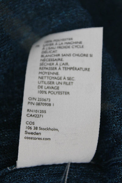COS Women's Round Neck Short Sleeves Sheer Fitted Blouse Teal Blouse Size S
