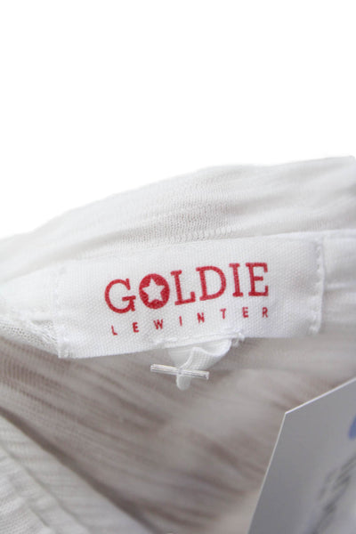Goldie Womens Cotton Pullover Ruffle Short Sleeve T Shirt Blouse White Size XS