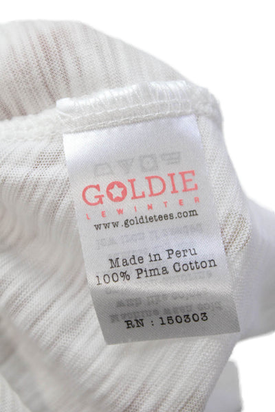 Goldie Womens Cotton Pullover Ruffle Short Sleeve T Shirt Blouse White Size XS