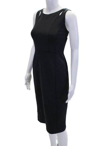 Tahari Womens Sleeveless Strap Cut Out Detail Pencil Dress Dark Blue Size 2