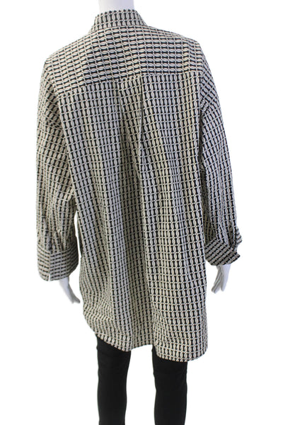 By Malene Birger Womens Printed Button Down Shirt White Black Size EUR 40