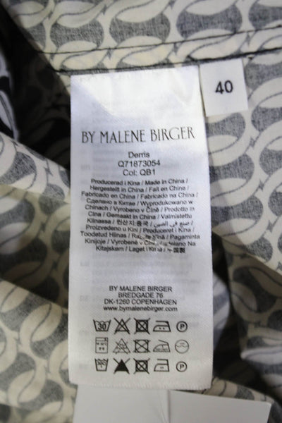 By Malene Birger Womens Printed Button Down Shirt White Black Size EUR 40