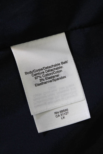 DKNY Womens Cotton Crew Neck Button Front Lined 3/4 Sleeve Jacket Navy Size 14