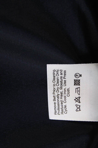 DKNY Womens Cotton Crew Neck Button Front Lined 3/4 Sleeve Jacket Navy Size 14