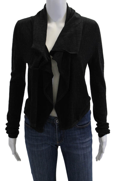 Theory Womesn Wool Cowl Neck Long Sleeve Cardigan Sweater Top Black Size M