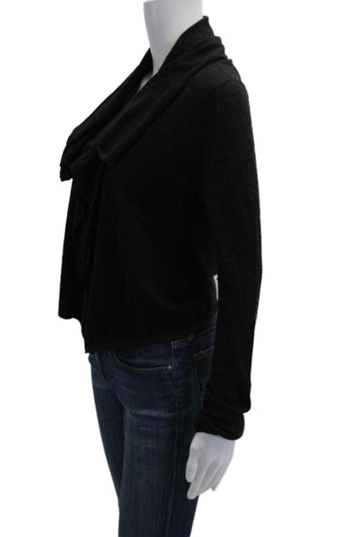 Theory Womesn Wool Cowl Neck Long Sleeve Cardigan Sweater Top Black Size M