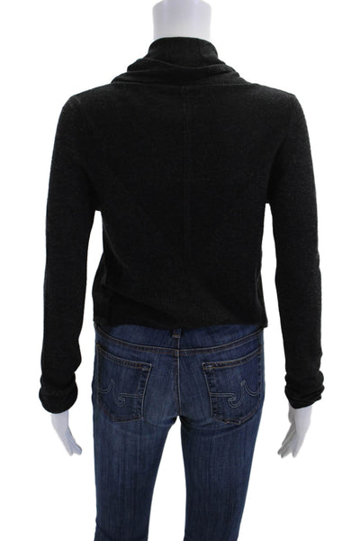 Theory Womesn Wool Cowl Neck Long Sleeve Cardigan Sweater Top Black Size M
