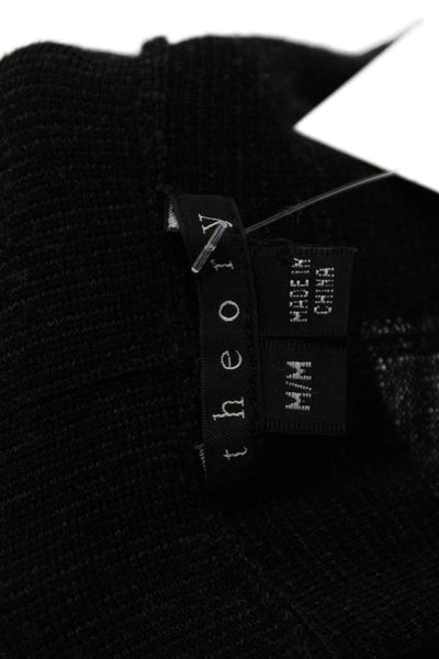 Theory Womesn Wool Cowl Neck Long Sleeve Cardigan Sweater Top Black Size M