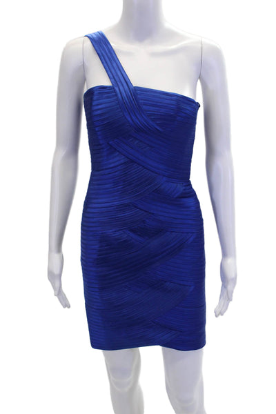 BCBGMAXAZRIA Women's One Shoulder Sleeveless Bandage Mini Dress Blue Size 2