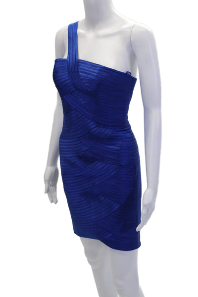 BCBGMAXAZRIA Women's One Shoulder Sleeveless Bandage Mini Dress Blue Size 2