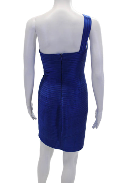 BCBGMAXAZRIA Women's One Shoulder Sleeveless Bandage Mini Dress Blue Size 2