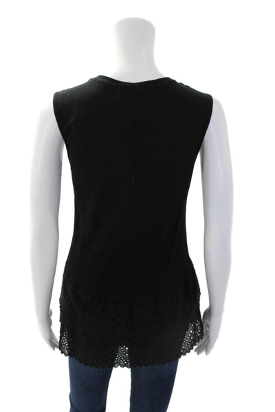 Generation Love Womens Sleeveless Layered Eyelet Lace Hem Top Black Size XS