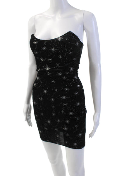 Superdown Womens Back Zip Strapless Velvet Metallic Sparkle Dress Black Size XS