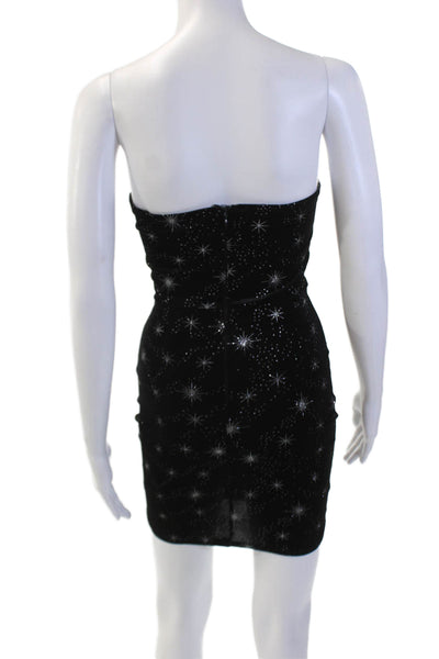 Superdown Womens Back Zip Strapless Velvet Metallic Sparkle Dress Black Size XS