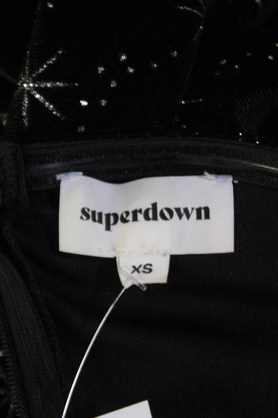 Superdown Womens Back Zip Strapless Velvet Metallic Sparkle Dress Black Size XS