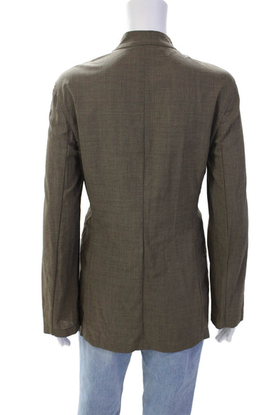 Max Mara Womens Wool Long Sleeve Full Zippered Blouse Top Brown Size 4